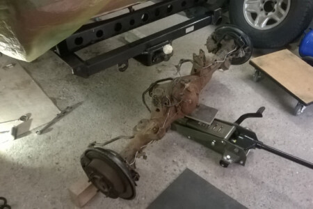 Landcruiser rear axle before sand blasting